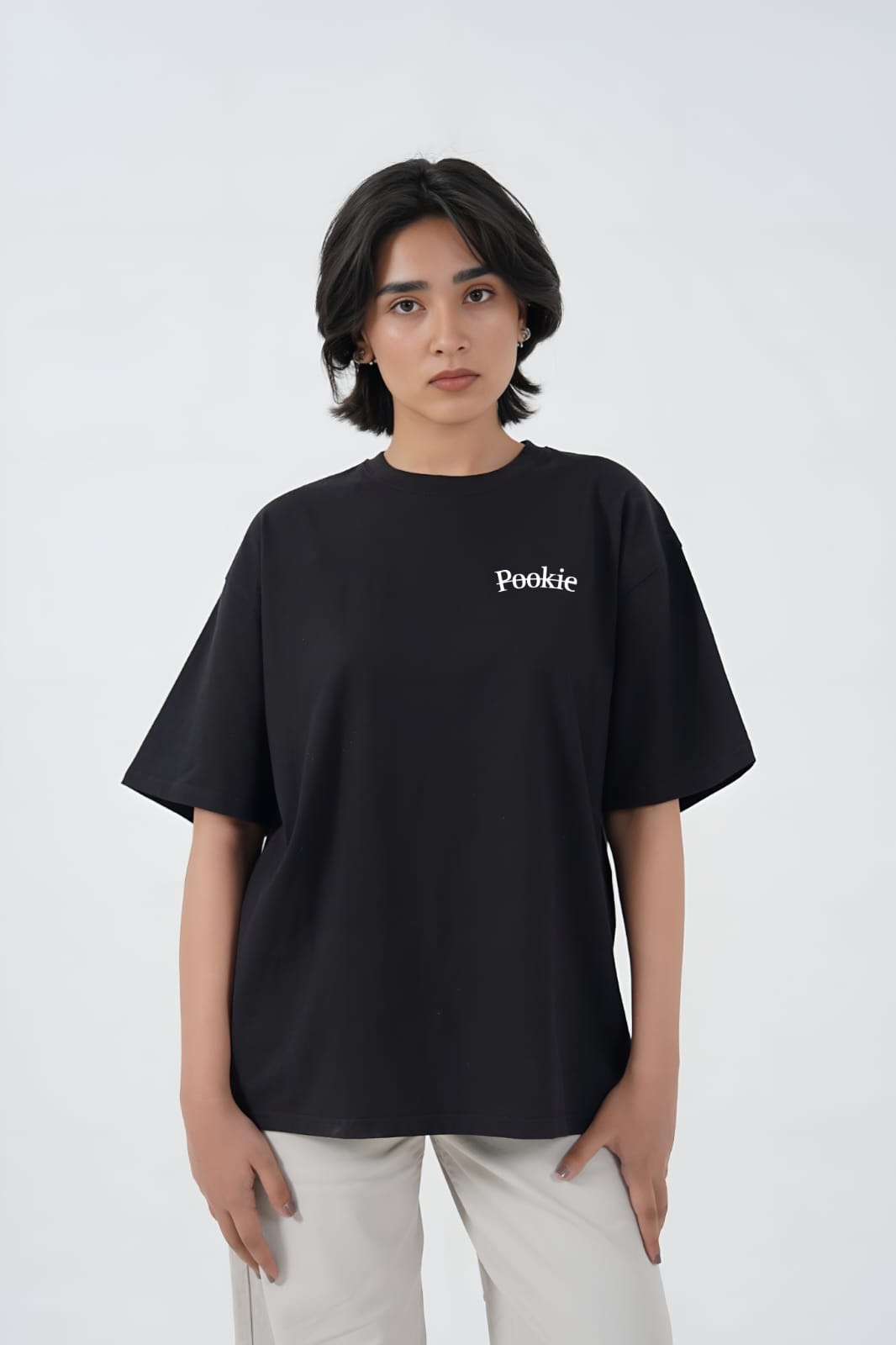 Pookie print model women drop tee