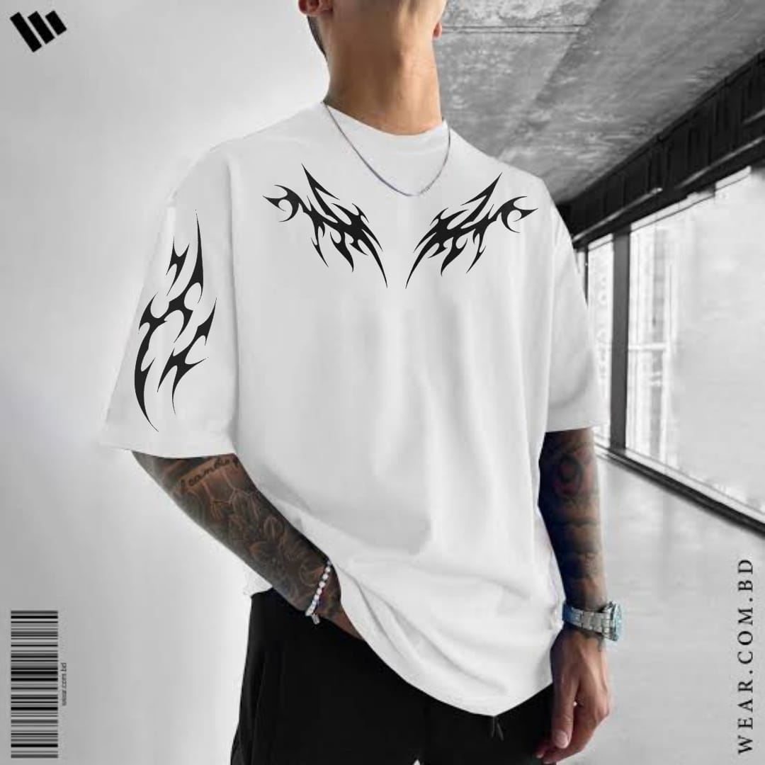 White & Black Sacred Lines Tee tatto Drop