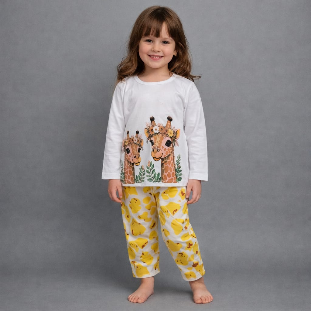 Casual Giraffe Print Kids Set