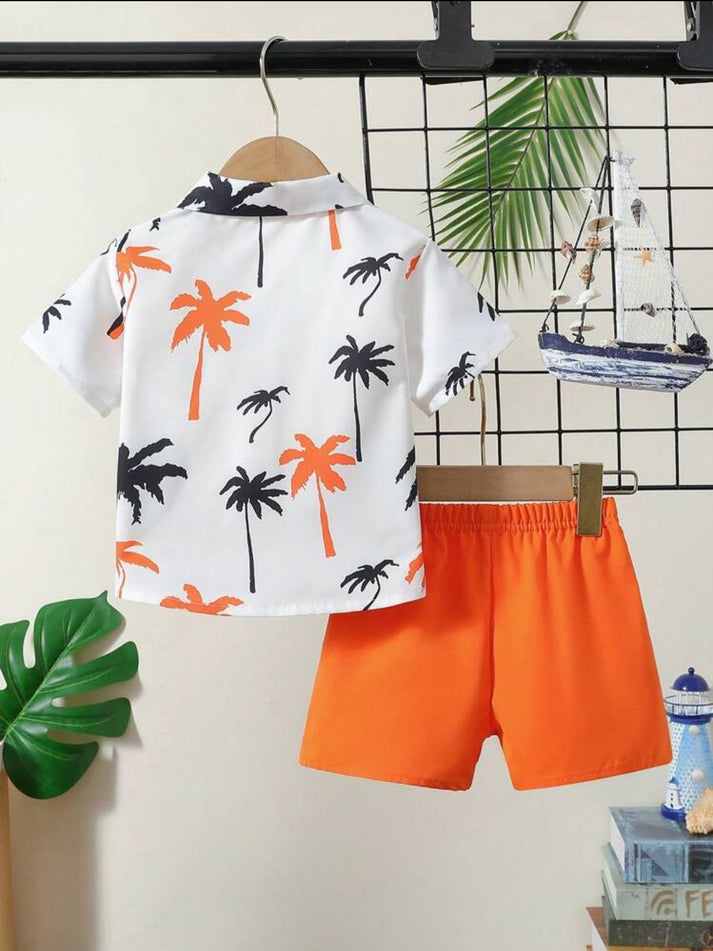 Tropical Palm Print Kids Short Set